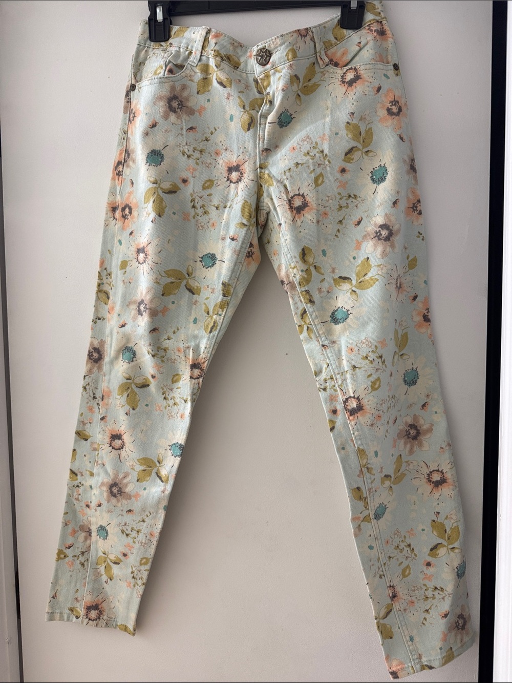 Vanilla Star Light Mint Floral Skinny Jeans